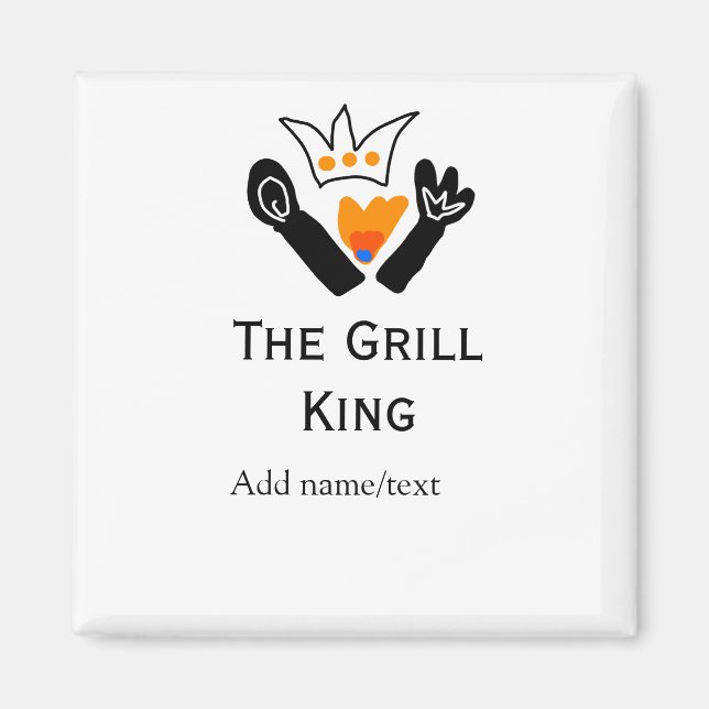 Imã O cozinhar de texto do nome da adição de churrasco (Frente)