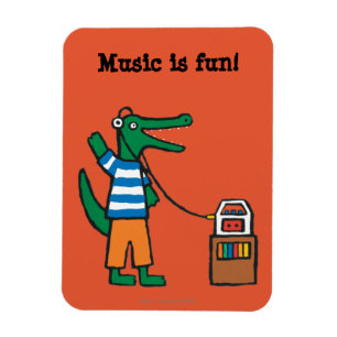 Ímã O crocodilo legal escuta a música