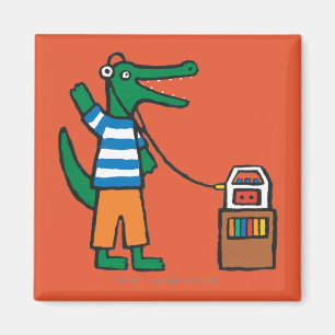 Imã O crocodilo legal escuta a música