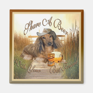 Imã O Dachshund compartilha de um ímã da cerveja