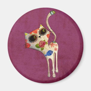 Imã O dia do gato bonito branco inoperante