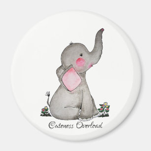 Imã O elefante bonito do bebê da aguarela com cora &