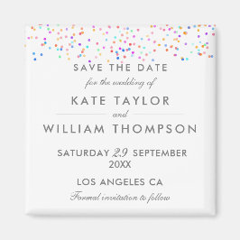 Imã O Elegante Rainbow Confetti Salva A Data