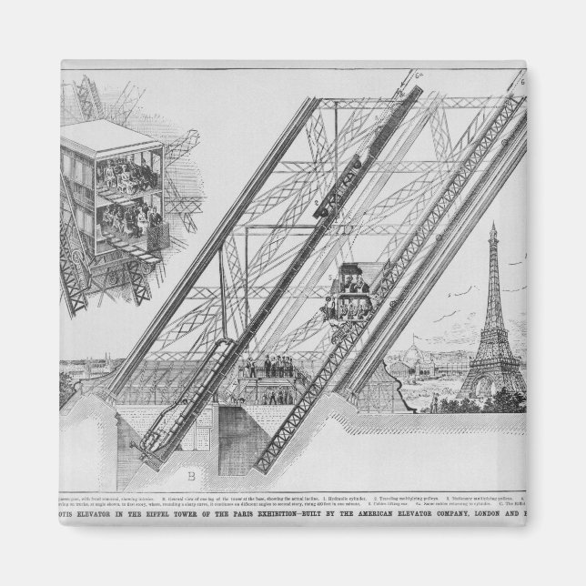 Imã O Elevador Otis na Torre Eiffel (Frente)