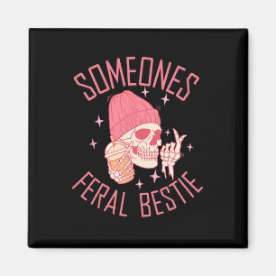 Imã O esqueleto de Feral Bestie Halloween de alguém