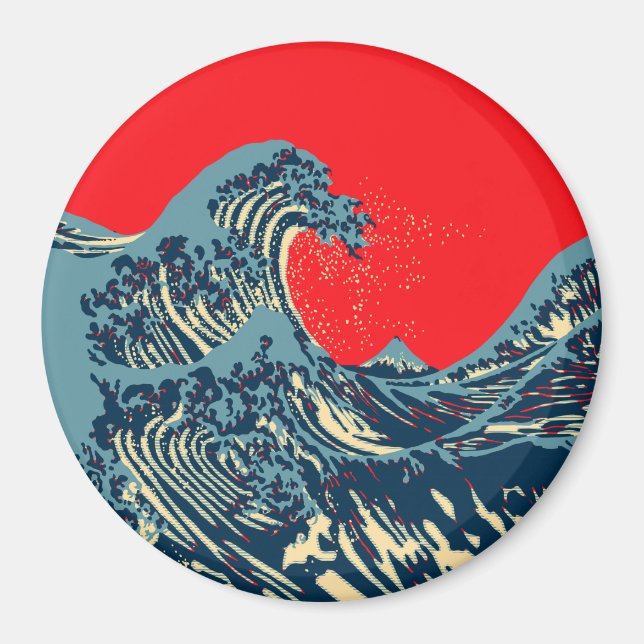 Imã O Excelente Hokusai Wave em Estilo de Arte Esperan (Frente)