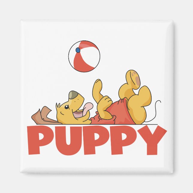 Imã O filhote de cachorro joga o camiseta e os present (Frente)