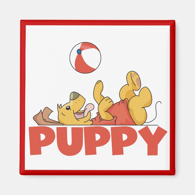 Imã O filhote de cachorro joga o camiseta e os present (Frente)