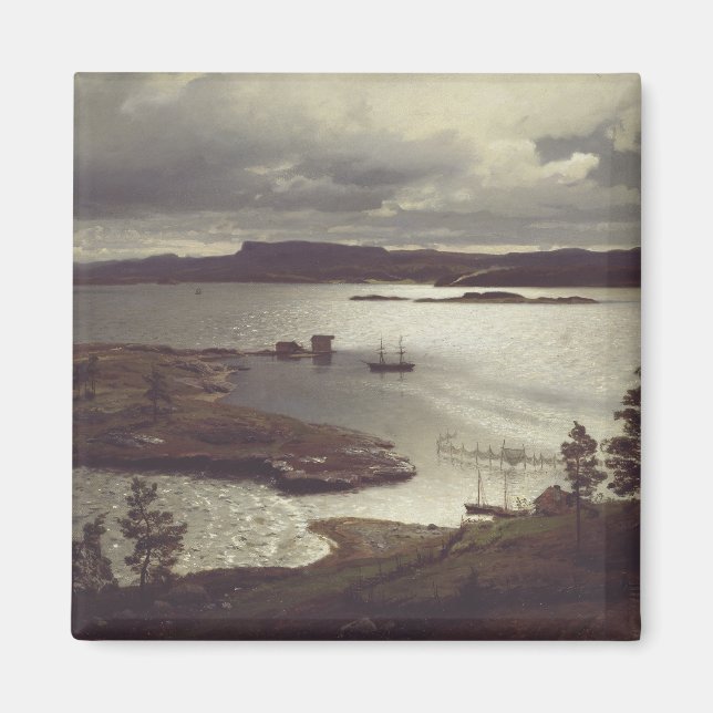 Imã O Fiorde de Sandvik por Hans Gude (Frente)