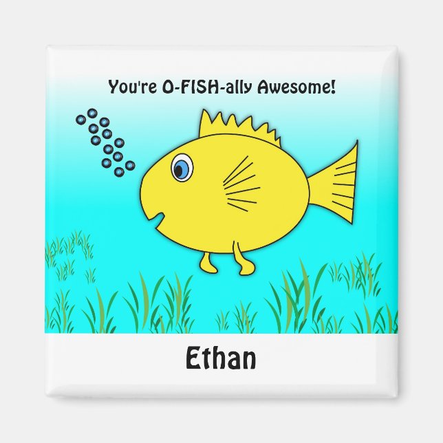 Imã O-Fish é demais com o nome Cartoon Goldfish (Frente)