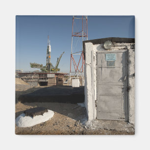 Imã O foguete de Soyuz imediatamente depois da chegada