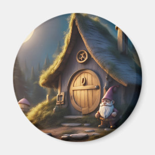 Imã O Frig Magnet 2"+ tem um design de cabana gnomo