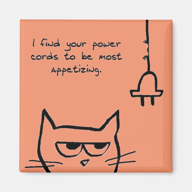 Imã O Gato Adora Cabos De Energia - Magneta Gato Engra (Frente)