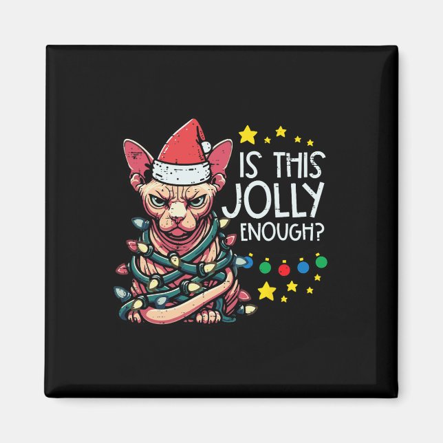 Imã O Gato Irritado De Natal É Um Gato Jolly Suficient (Frente)
