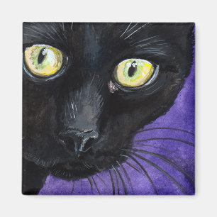 Imã O gato preto com amarelo Eyes a ilustração