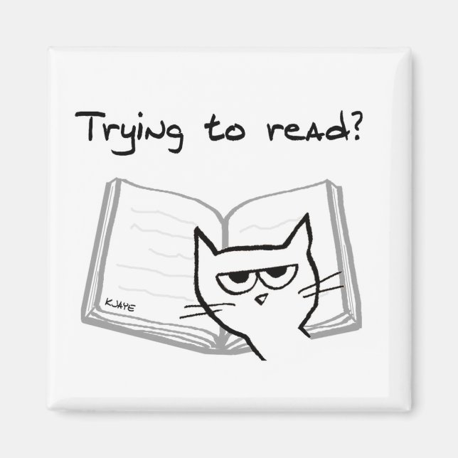 Imã O Gato Torna Impossível Ler - Magneta Engraçada (Frente)