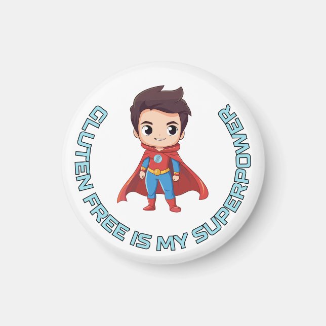 Imã O Gluten Free é o meu superpoder - Celiê de Herói  (Frente)