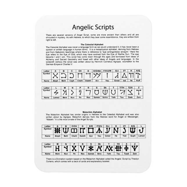 Ímã O Gráfico de Script Angelic do Alfabeto Celestial (Vertical)