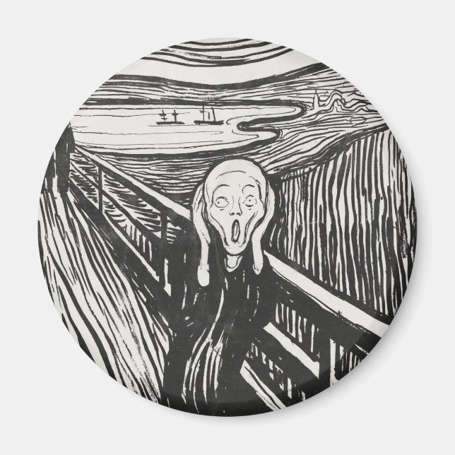 Imã O Grito de Edvard Munch Preto e Branco (Frente)