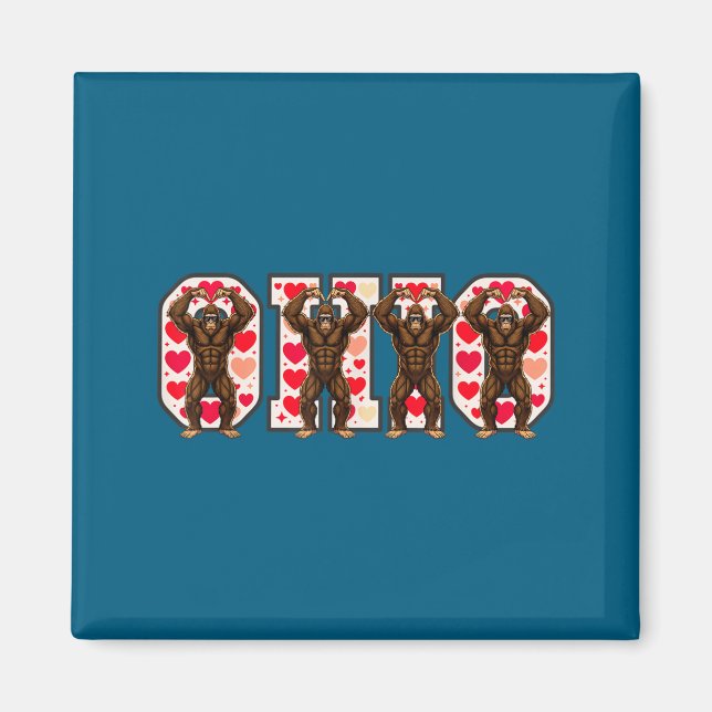 Imã O-h-i-o Funny Bigfoot Ohio In Midwestern Valentine (Frente)