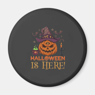 Imã O Halloween Chegou Abóbora Chapéu de Bruxa Caldeir