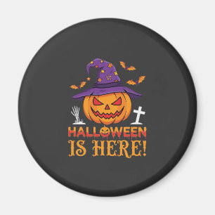 Imã O Halloween Chegou Bruxa Abóbora Vector
