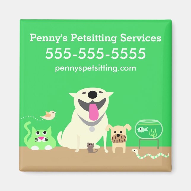 Imã O ímã verde de Pet Sitter (Frente)