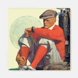 Imã O jogador de golfe manteve-se esperar