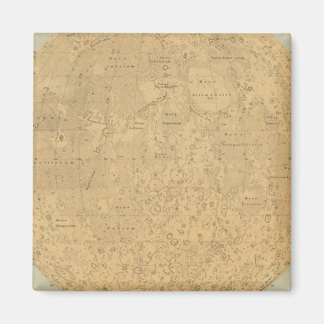 Imã O lado visível do mapa da superfície da lua (Frente)