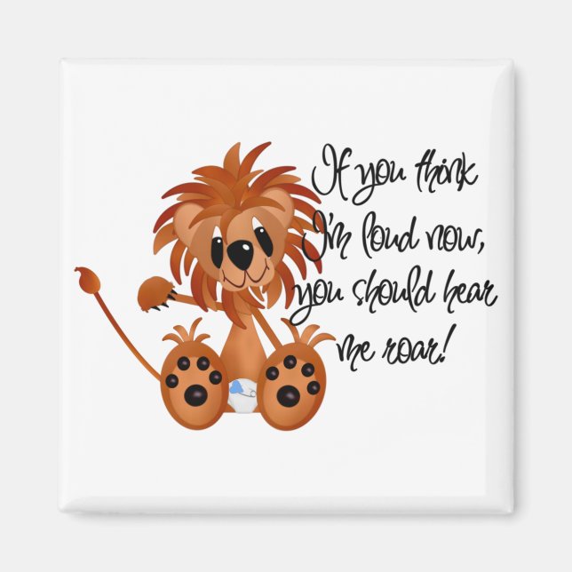 Imã O leão do bebê ouve-me rujir o camiseta e os (Frente)