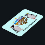 Ímã O Magnet De Hannukah Premium, Escolhido Congelado<br><div class="desc">Ilustração gráfica de pinguins celebrando o feriado de Chanukah pelas luzes da menorah. Excelente de presente para uma das oito noites!</div>