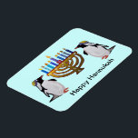 Ímã O Magnet De Hannukah Premium, Escolhido Congelado<br><div class="desc">Ilustração gráfica de pinguins celebrando o feriado de Chanukah pelas luzes da menorah. Excelente de presente para uma das oito noites!</div>