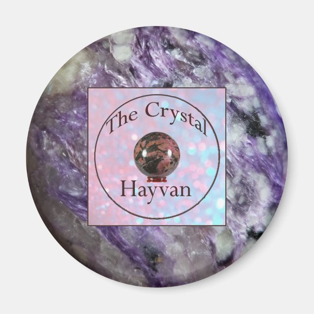 Imã O Magneta Crystal Hayvan com Imagem Charoite (Frente)