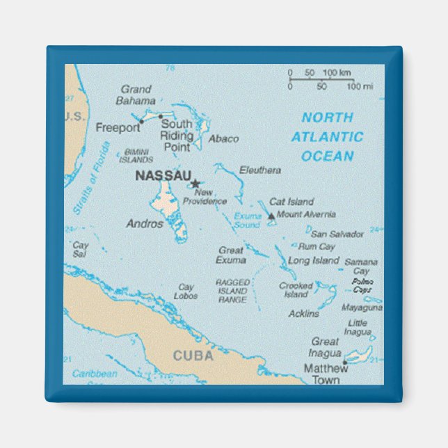 Imã O Magneta do Mapa das Bahamas (Frente)