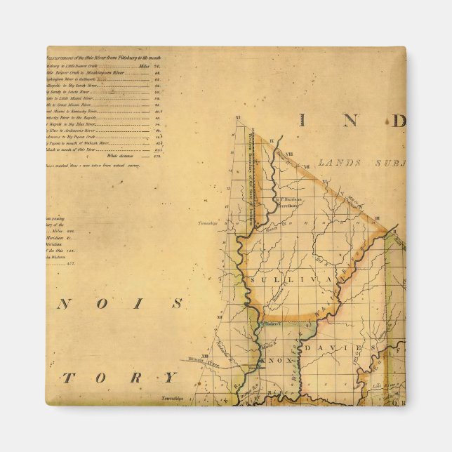 Imã O Mapa do Estado de Indiana de Shelton e Kensett (Frente)