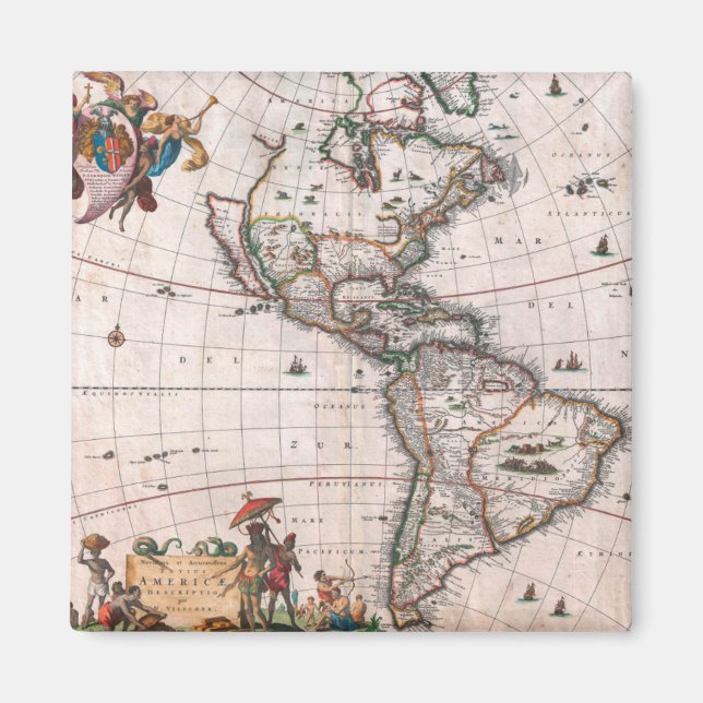 Imã O mapa do Visscher do Novo Mundo (Frente)