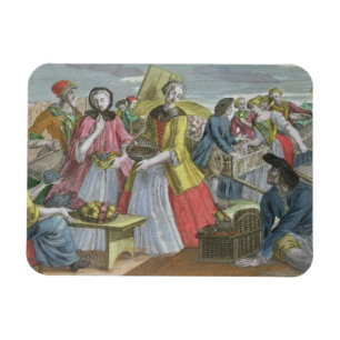 Ímã O mercado de fruta (gravura colorida)