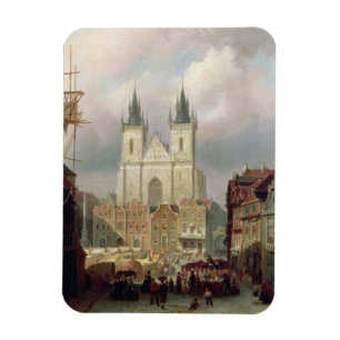 Ímã O mercado velho em Praga, 1881 (óleo no canva