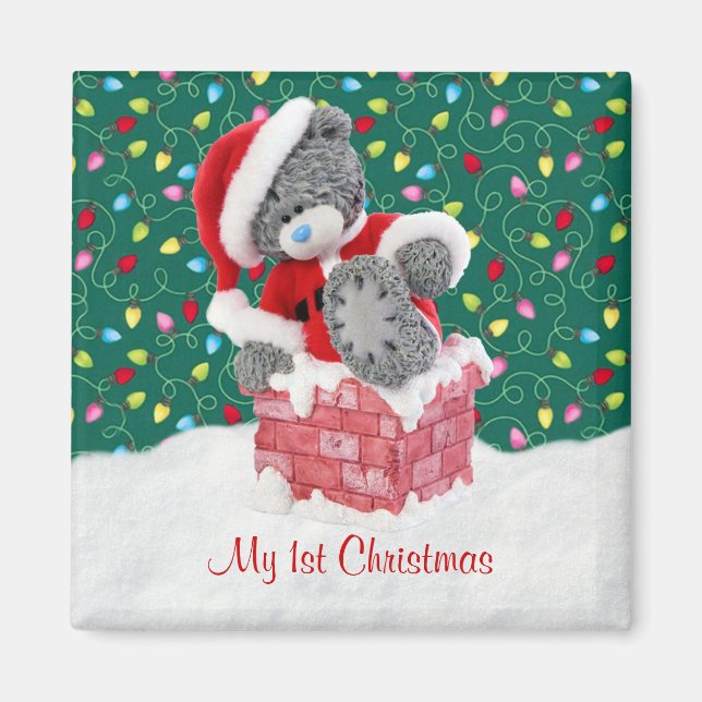 Imã O meu Natal de 1rua - Papais noeis, Teddy Bear Mag (Frente)