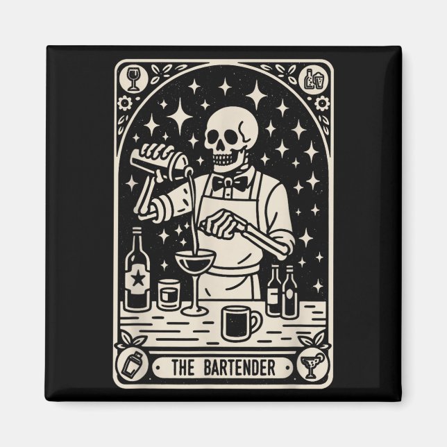 Imã O Mixologista Bartender Tarot Card Halloween Barm (Frente)