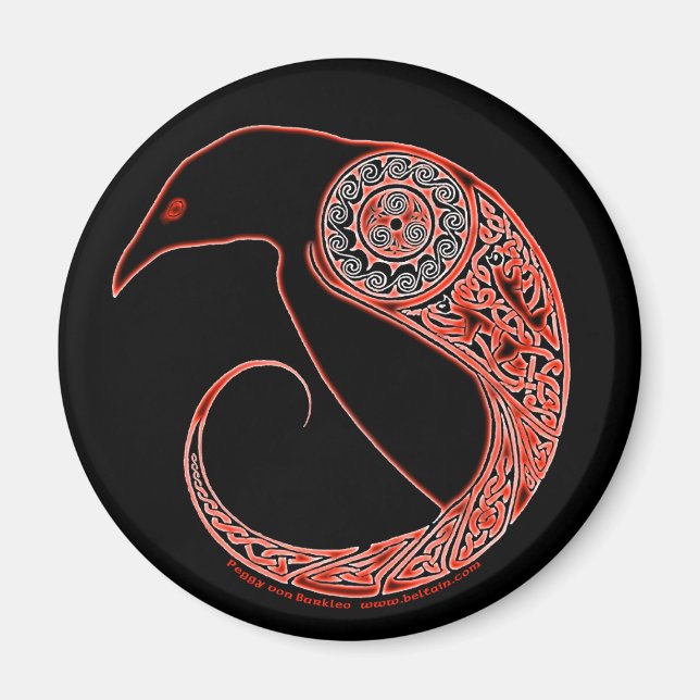 Imã O Morrigan Raven Celtic magnets preto (Frente)