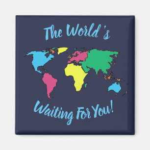 Imã O Mundo Está Esperando por Você Mapa Motivação Ímã