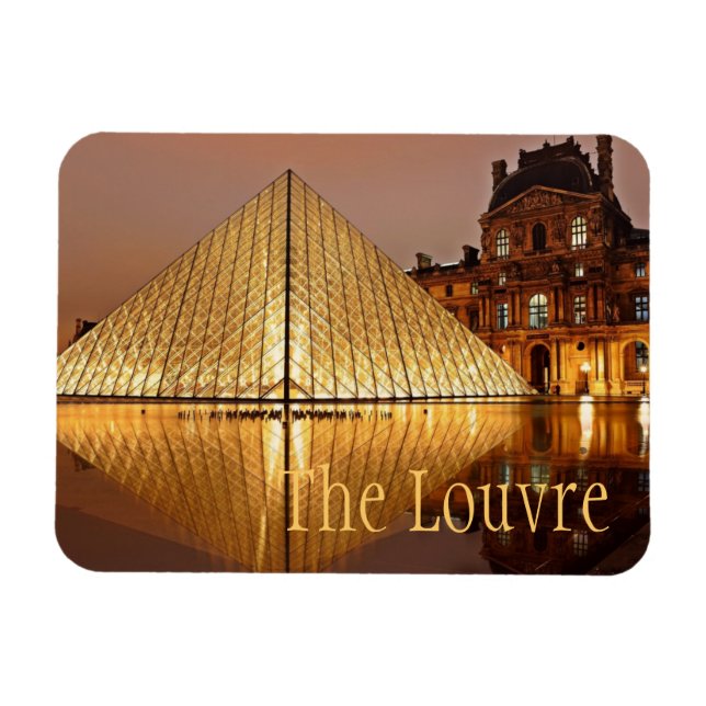 Ímã O Museu do Louvre na Noite, Paris, França (Horizontal)