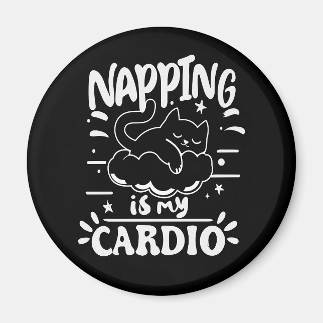 Imã O Napping É O Meu Cardio Simples Design De Gato En (Frente)