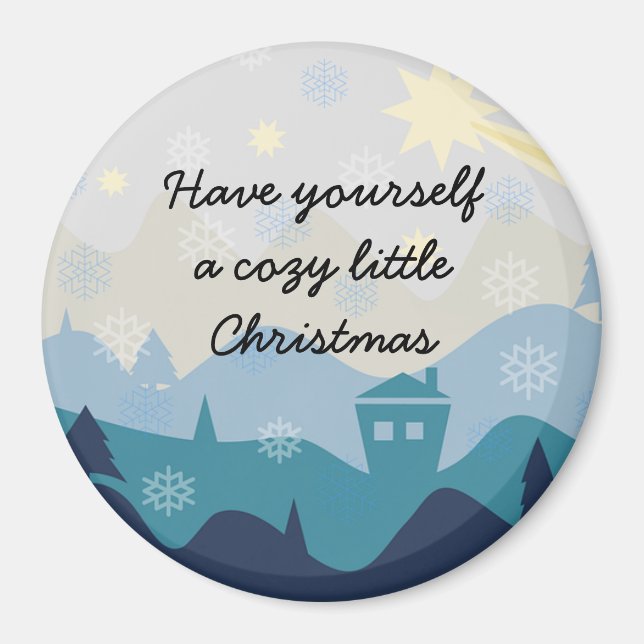 Imã O Natal acolhedor deseja o ímã retro do presente (Frente)