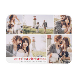 Ímã O Natal da nossa Primeira Colagem de Fotos Moderna