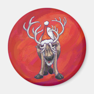 Imã O Natal Da Reindeer Em Vermelho