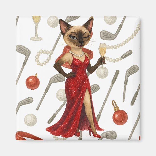 Imã O Natal do Golf temia para amantes de Gato Siamês (Frente)
