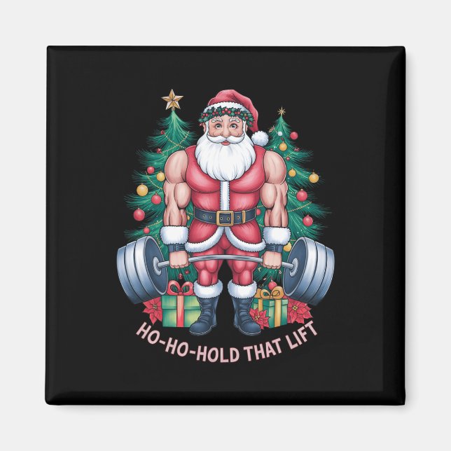 Imã O Natal do Natal do Papai Noel Workout Ho-ho-hold (Frente)