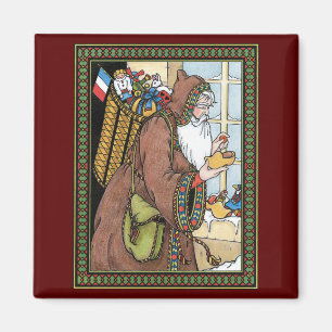 Imã O natal vintage, Papai Noel brinca calçados das